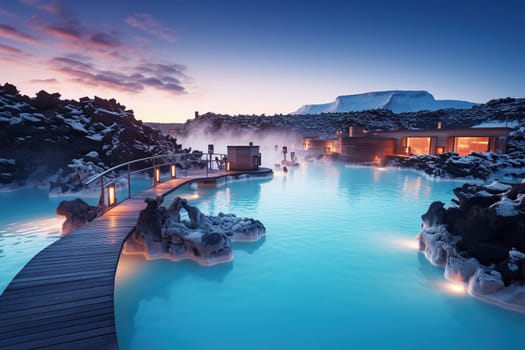 Beautiful blue lagoon in the evening.