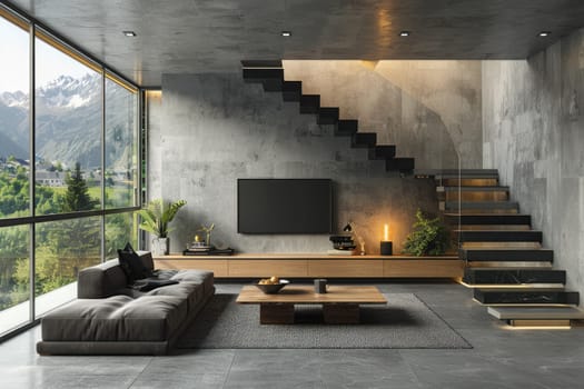 internal view of a modern living room. ai generated