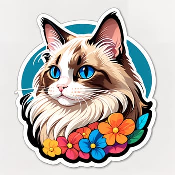 Ragdoll cat sticker. AI generated image.