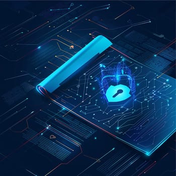 Cyber security document cover graphic for government. High quality illustration