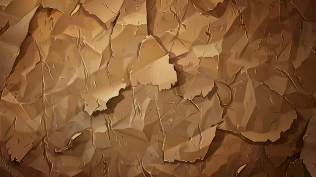 Crumpled paper, cardboard background, torn antique page, wallpaper or parchment abstract design, Horizontal rough carton. Realistic 3d modern illustration.