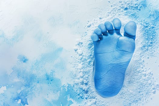 Blue footprints of a man on a white background. Illustration.