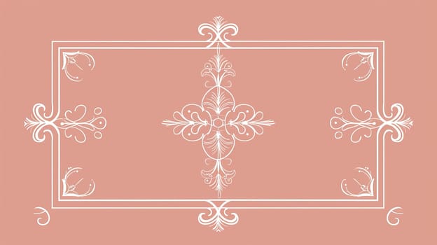 An elegant art nouveau classic antique design illustration with white lines on a pink background. Premium design illustration for a gala, a grand opening, or an art deco theme wedding.