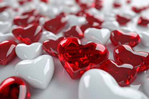 romantic red and white valentine hearts.