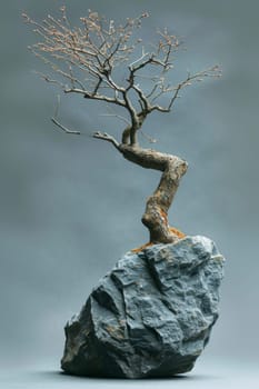 A tree growing on a rock. The roots are breaking through the rocks.