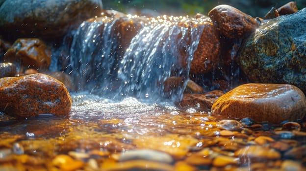 A beautiful natural waterfall on a small mountain river.