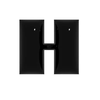 Black shiny metal shiny reflective letter H 3D illustration