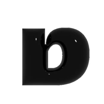 Black shiny metal shiny reflective letter D 3D illustration
