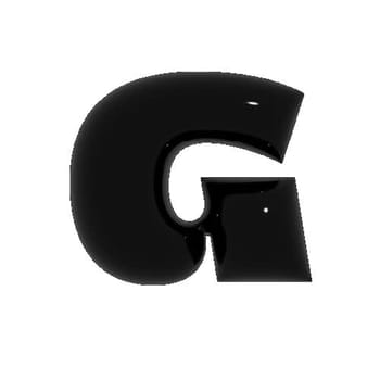 Black shiny metal shiny reflective letter G 3D illustration