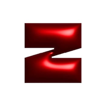 Red shiny metal shiny reflective letter Z 3D illustration