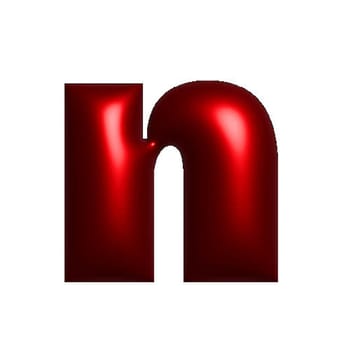 Red shiny metal shiny reflective letter N 3D illustration