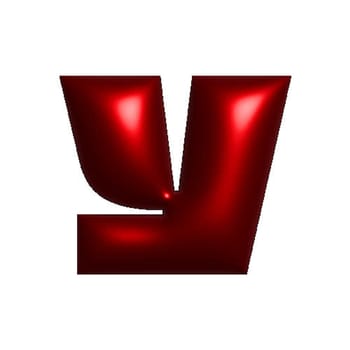 Red shiny metal shiny reflective letter Y 3D illustration