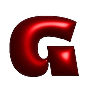 Red shiny metal shiny reflective letter G 3D illustration