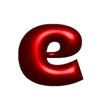 Red shiny metal shiny reflective letter E 3D illustration