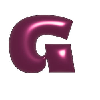 Red shiny metal shiny reflective letter G 3D illustration