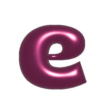 Red shiny metal shiny reflective letter E 3D illustration