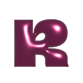 Red shiny metal shiny reflective letter R 3D illustration