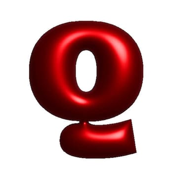 Red shiny metal shiny reflective letter Q 3D illustration