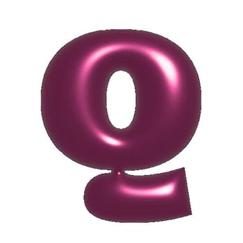 Red shiny metal shiny reflective letter Q 3D illustration