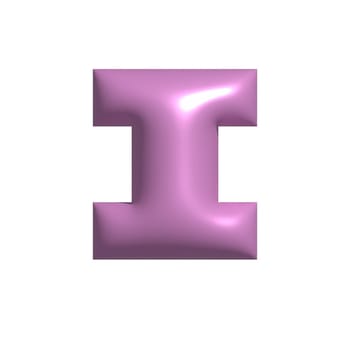 Pink shiny metal shiny reflective letter I 3D illustration