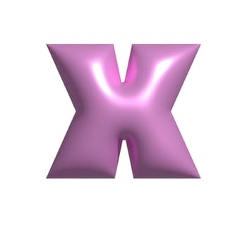 Pink shiny metal shiny reflective letter X 3D illustration