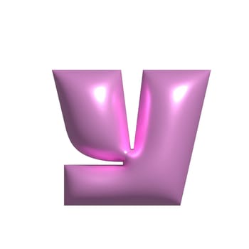 Pink shiny metal shiny reflective letter Y 3D illustration