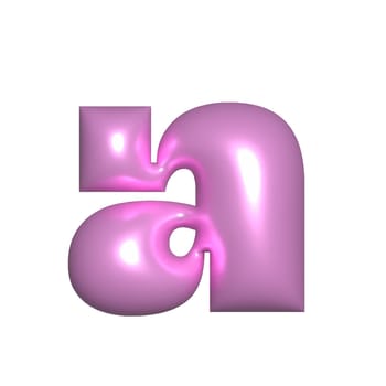Pink shiny metal shiny reflective letter A 3D illustration