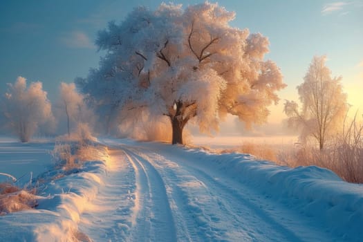 Natural winter landscape. A beautiful winter place in nature.