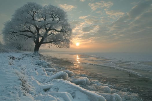 Natural winter landscape. A beautiful winter place in nature.