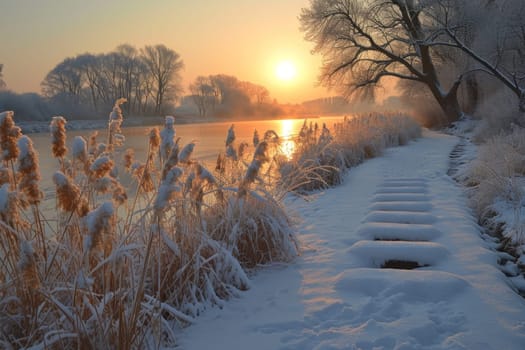 Natural winter landscape. A beautiful winter place in nature.