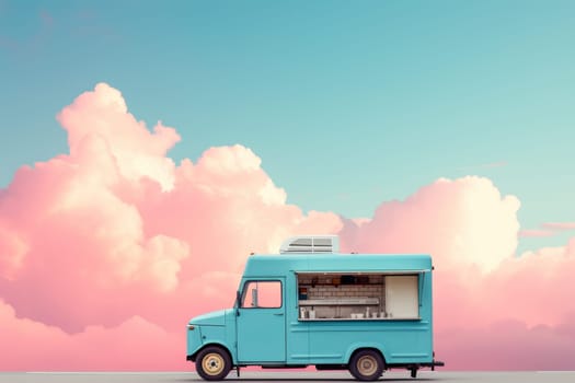 A van with street food. A food truck.