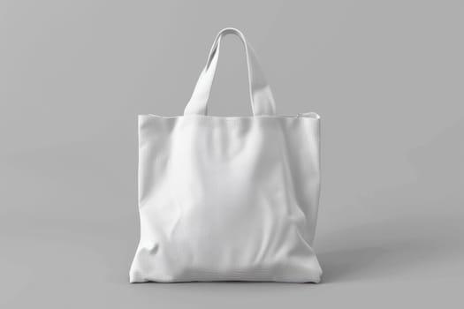 Shopping white blank tote bag mockup in simple white background. Advertising concept for your design and promotion..