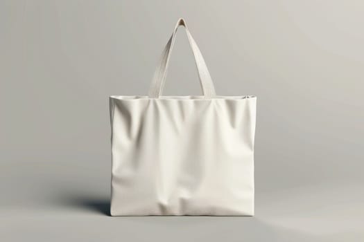 Shopping white blank tote bag mockup in simple white background. Advertising concept for your design and promotion..