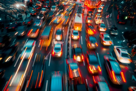 Blurred Traffic Jam, A Lot Of Cars Are Stuck In Traffic: AI Generated Image.