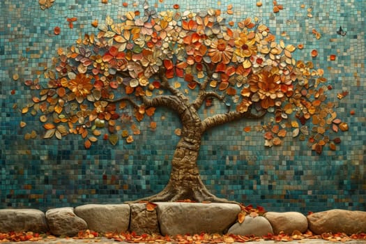 A layout of a beautiful autumn tree on the wall for your background.