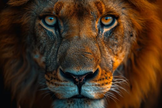 Portrait of a lion's muzzle in close-up. The Lion's head.