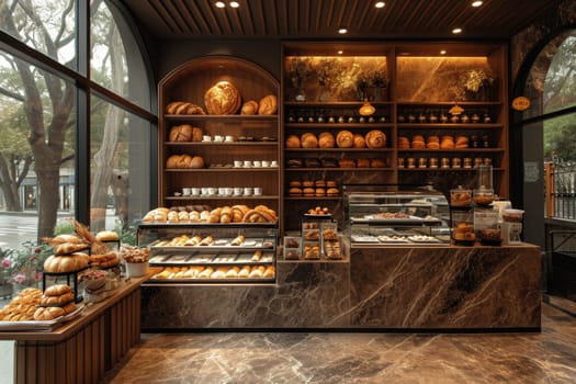 The interior of a bakery and a store. 3d illustration.