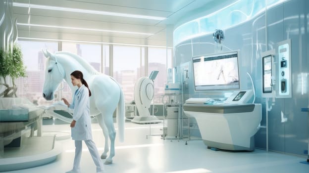 Bright, modern veterinary clinic with innovative equipment. Concept of care and concern for pets