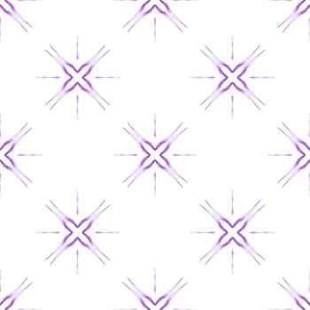 Medallion seamless pattern. Purple mind-blowing boho chic summer design. Watercolor medallion seamless border. Textile ready symmetrical print, swimwear fabric, wallpaper, wrapping.