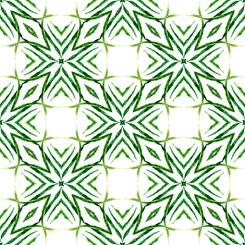 Trendy organic green border. Green astonishing boho chic summer design. Textile ready mesmeric print, swimwear fabric, wallpaper, wrapping. Organic tile.