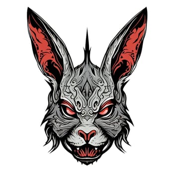 Evil rabbit. Portrait of a rabbit in the character of the devil in vector art style. Template for sticker, t-shirt print, poster, etc.