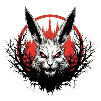 Evil rabbit. Portrait of a rabbit in the character of the devil in vector art style. Template for sticker, t-shirt print, poster, etc.