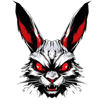 Evil rabbit. Portrait of a rabbit in the character of the devil in vector art style. Template for sticker, t-shirt print, poster, etc.