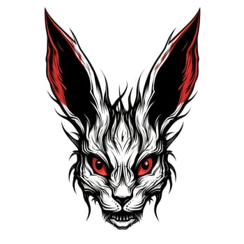 Evil rabbit. Portrait of a rabbit in the character of the devil in vector art style. Template for sticker, t-shirt print, poster, etc.