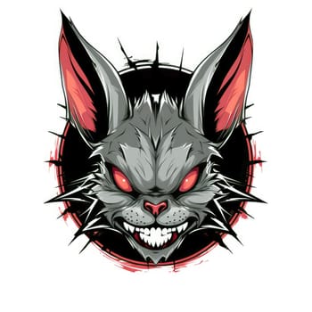 Evil rabbit. Portrait of a rabbit in the character of the devil in vector art style. Template for sticker, t-shirt print, poster, etc.
