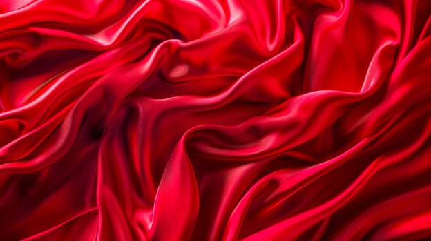 Elegant waves and folds of a smooth red satin material, ideal for backgrounds or design