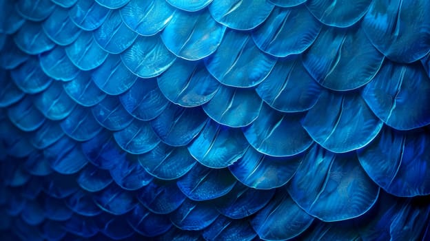 Close-up of shimmering blue fish scales, perfect for background or texture use