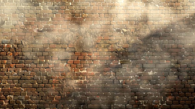 Antique brick wall with a soft beam of light emphasizing the texture