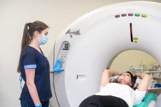 CT (Computed tomography) scanner in hospital laboratory.