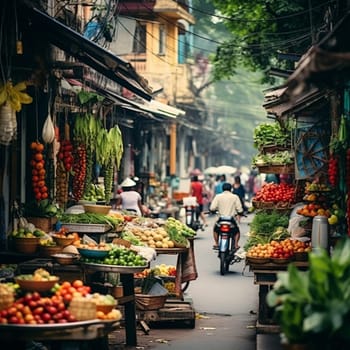 Immerse yourself in the vibrant hustle and bustle of Hanoi's streets with this captivating image. Discover iconic landmarks like the historic Hoan Kiem Lake, the ancient Temple of Literature, and the stunning Tran Quoc Pagoda. Indulge in the mouthwatering delights of the street food stalls that line the busy streets. Let the image transport you to a place of awe and excitement, capturing the rich history, vibrant culture, and breathtaking beauty that await those who explore Hanoi.